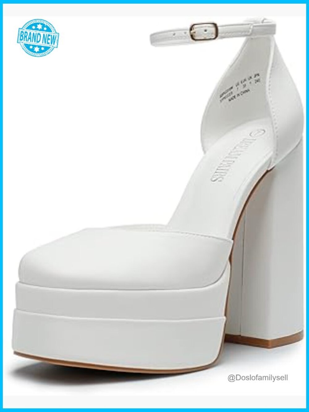 Chunky Platform Pumps Square Toe Ankle Strap Elegant Wedding Party Heels